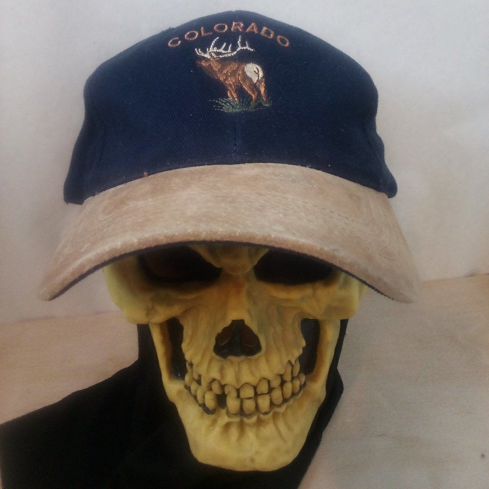 Vintage Colorado Buck Deer Two Tone Suede Brim Strap Back Hat